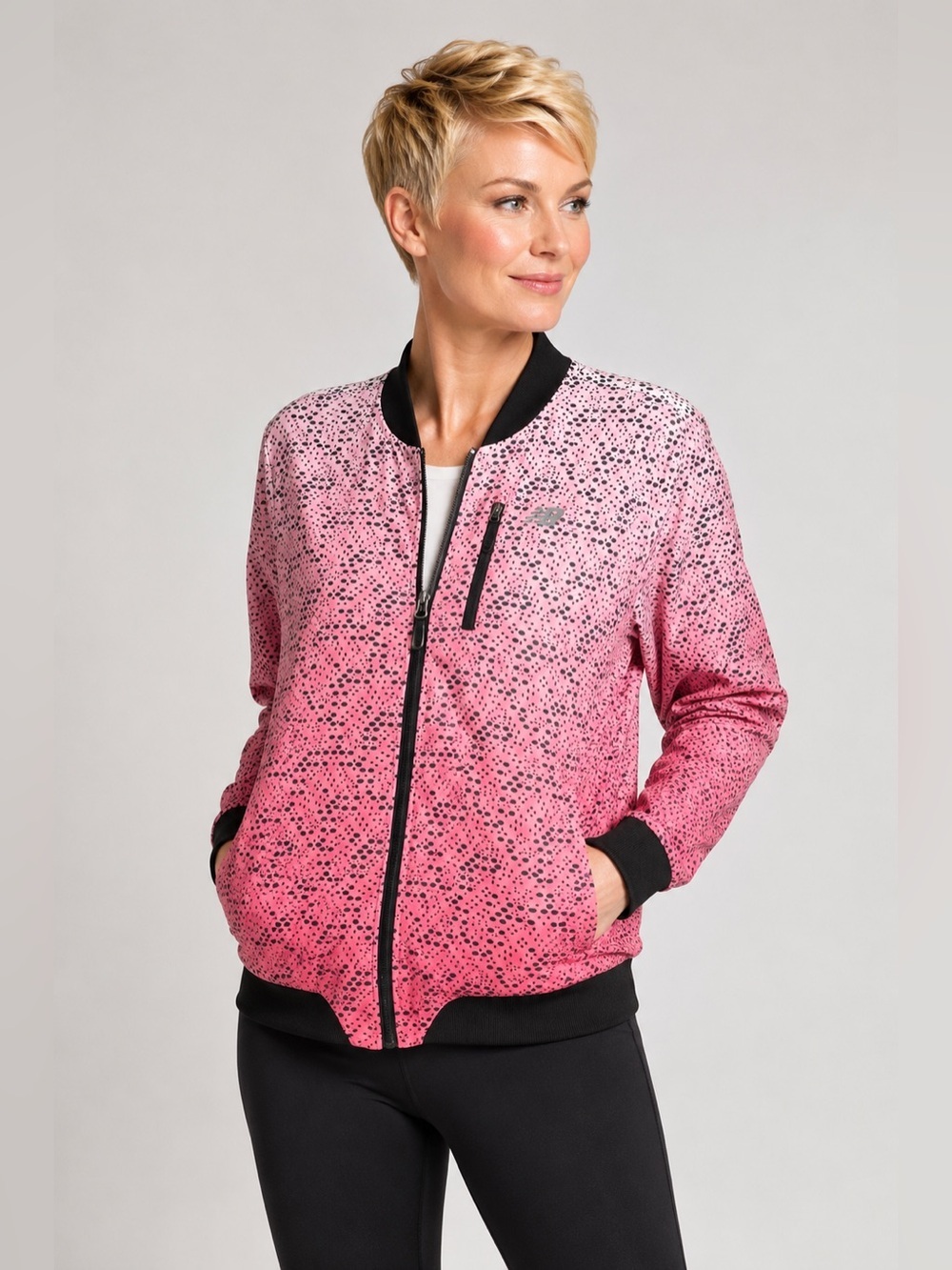 New Balance Pink Ombre Spotted Windbreaker Jacket Size XL